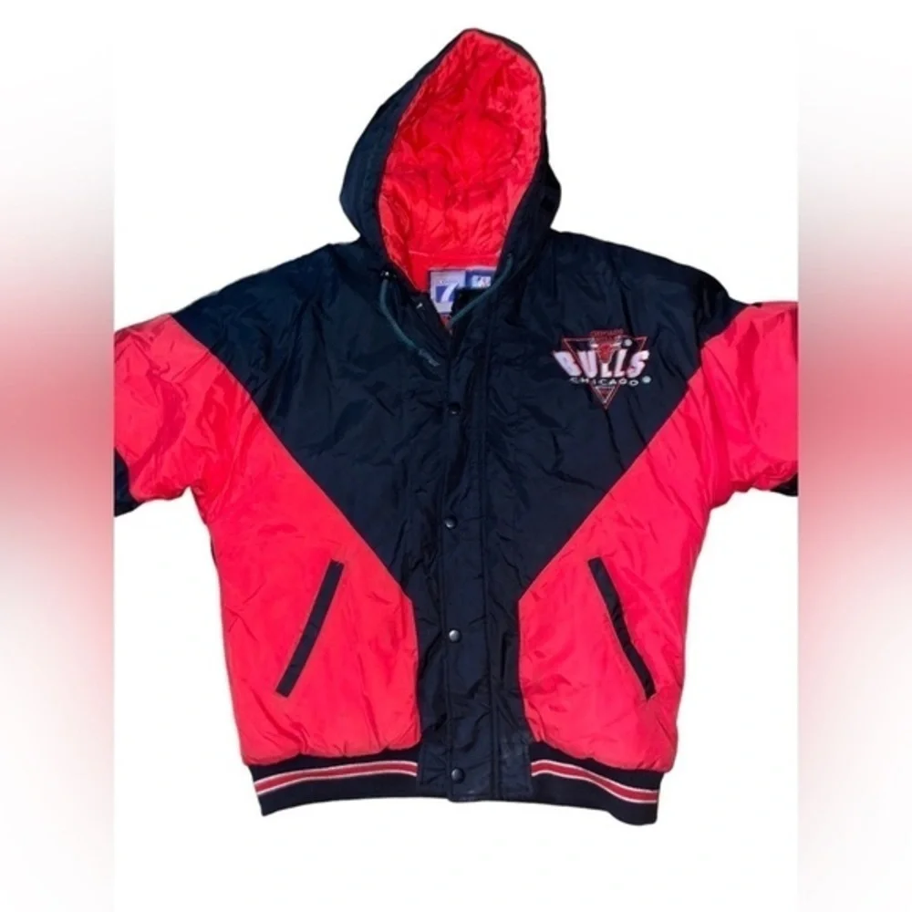 VTG 90s CHICAGO BULLS PUFFER JACKET LOGO‎ 7 YOUTH L 16-18